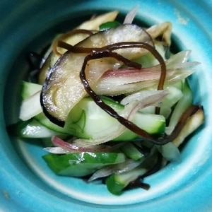 茄子とキュウリの塩昆布揉み